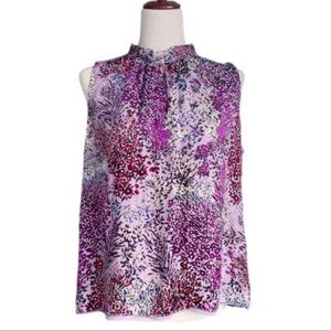 White House Black Market Floral Embossed High Neck Sleeveless Top